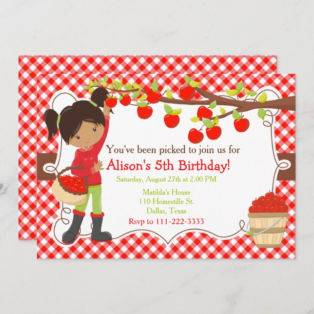 Invitation Automne Pomme d'automne cueillir Africain-Américai (Devant / Derrière)