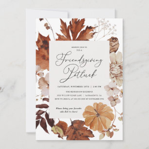 Invitation Automne quitte Friendsgiving Potluck Thanksgiving