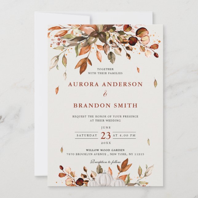 Invitation Automne Quitte Russe Pays Boho Mariage Dans (Devant)