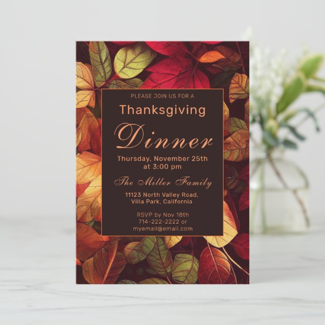 Invitation Automne Quitte Thanksgiving Dîner (Debout devant)