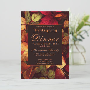 Invitation Automne Quitte Thanksgiving Dîner
