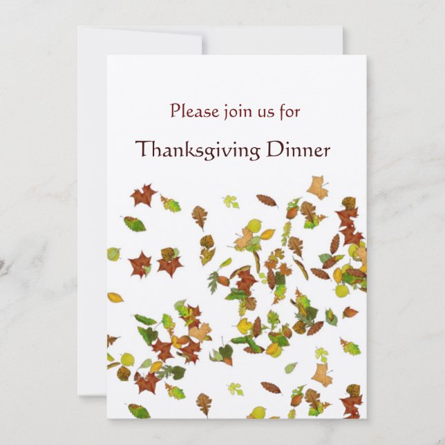 Invitation AUTOMNE QUITTE Thanksgiving Diner Party or (Devant)