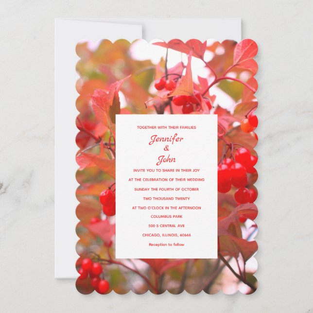 Invitation Automne Red Berries automne Feuilles Berry Cool Ma (Devant)