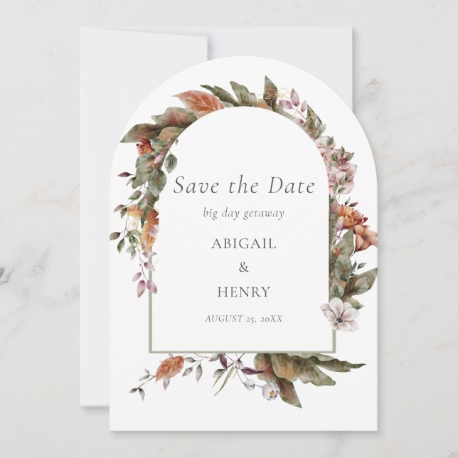 Invitation Automne Romance Arc Mariage Floral Enregistrer La  (Devant)