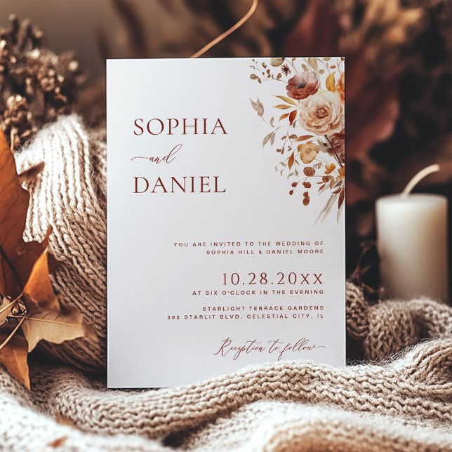 Invitation Automne Romance Blooms Mariage (Créateur téléchargé)