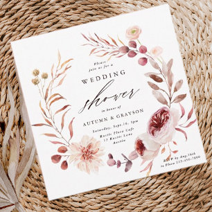 Invitation Automne Romance Floral Wedding shower de couronne