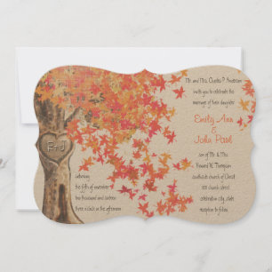 Invitation Automne Romantique Arbre Rustique Orange Jaune Mar