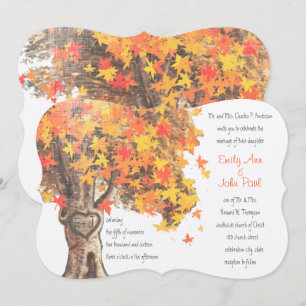 Invitation Automne Romantique Arbre Rustique Orange Jaune Mar