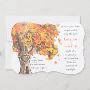 Invitation Automne Romantique Arbre Rustique Orange Jaune Mar
