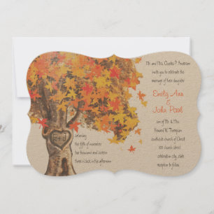 Invitation Automne Romantique Arbre Rustique Orange Jaune Mar