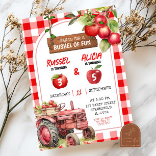 Invitation Automne Rouge Plaid Pomme frère Anniversaire