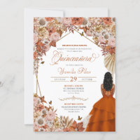 Automne Rouille Orange Feuille Quinceanera Invitat