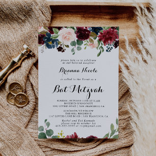 Invitation Automne Russe Bourgogne Bat mitzvah de calligraphi