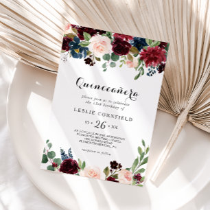 Invitation Automne Russe Bourgogne Quinceañera fête d'anniver