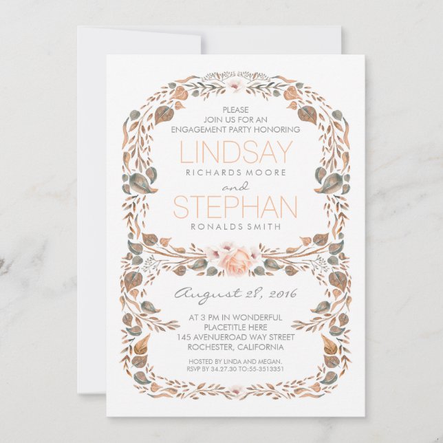 Invitation Automne Russe Woodland Vintage Engagement Party (Devant)