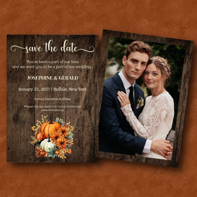 Invitation Automne Rustique Automne Bois Mariage Sauvez la da (Créateur téléchargé)
