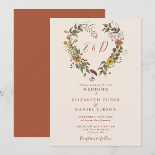Invitation Automne Rustique Automne Floral Mariage Coeur