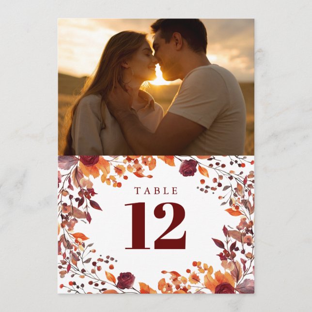 Invitation Automne Rustique Automne Floral Numéro de tableau  (Devant)