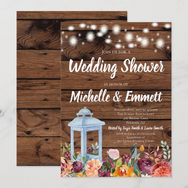 Invitation Automne Rustique Automne Floral Wedding shower (Devant / Derrière)