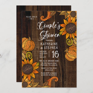 Invitation Automne Rustique   Autumn Sunflowers Couple's Show