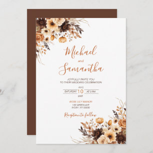 Invitation Automne Rustique Brown et ivoire Mariage campagnar