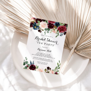 Invitation Automne Rustique Calligraphie Fête des mariées Tea