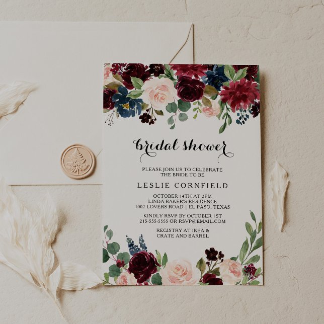 Invitation Automne Rustique Éblouissant Bourgogne Fête des ma (Créateur téléchargé)