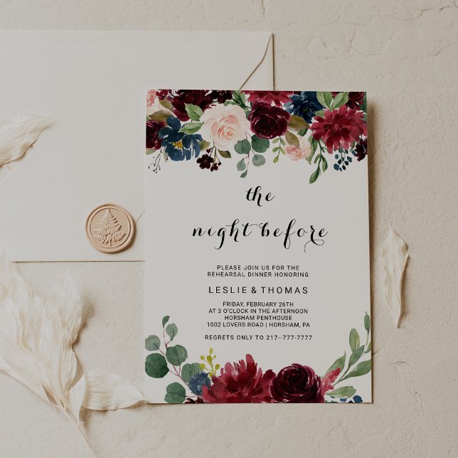 Invitation Automne Rustique Éblouissant Bourgogne La Nuit Ava (Créateur téléchargé)