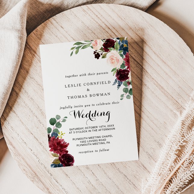 Invitation Automne Rustique Éblouissant Mariage Bourgogne (Créateur téléchargé)