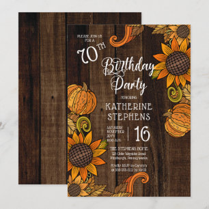 Invitation Automne Rustique Fleurs de soleil d'automne 70e f