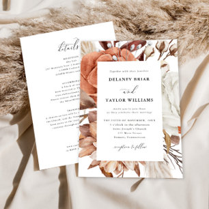 Invitation Automne Rustique Floral, Cadre Mariage Un Pièce