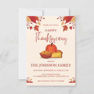 Invitation Automne Rustique Floral Citrouille Thanksgiving Dî