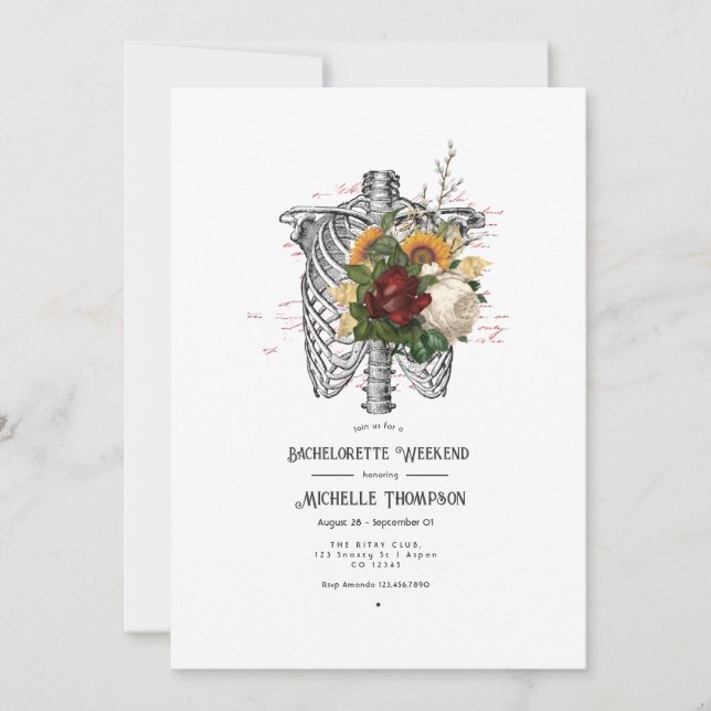 Invitation Automne Rustique Floral Gothique Bachelorette Week (Devant)
