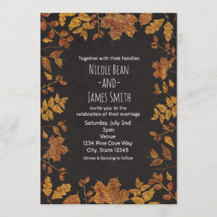 Invitation Automne Rustique Golden Feuilles Élégant mariage