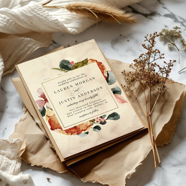 Invitation Automne Sentez-vous un Mariage floral élégant (Créateur téléchargé)