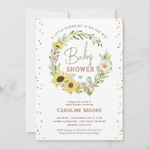 Invitation Automne Sunflower Sunshine Baby shower Jaune
