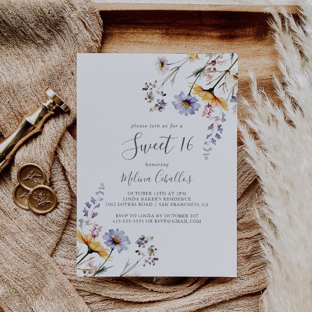 Invitation Automne Sunshine Fleur sauvage Sweet 16 fête d'ann (Créateur téléchargé)