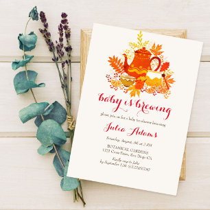 Invitation Automne Tombe Bétail Citron Thé Baby Shower