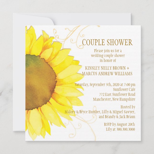 Invitation Automne Tournesol Mariage Couples Douche (Devant)