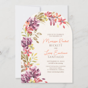 Invitation Automne Tropical Floral Abstrait Arch Mariage