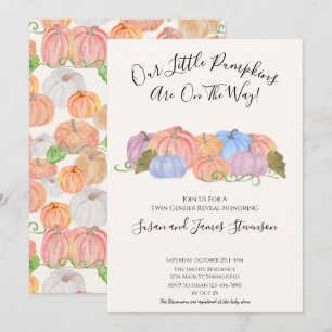 Invitation Automne Twin Genre Révéler Petit Thème Citrouille