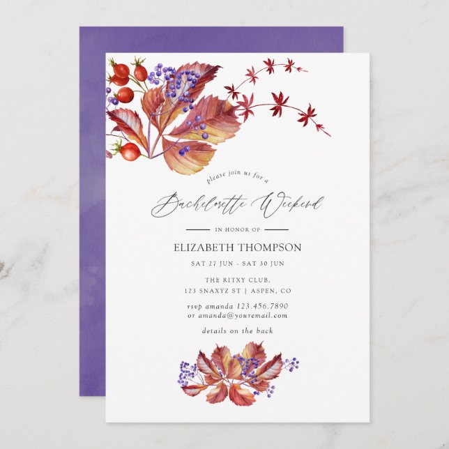 Invitation Automne Vacances Bachelorette Fin de semaine (Devant / Derrière)