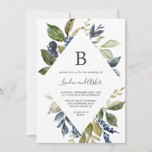 Invitation Automne Verdure Diamant Monogramme Mariage