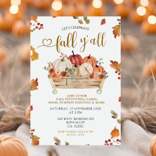 Invitation Automne Y'all Party Automne Orange Citrouille Fest