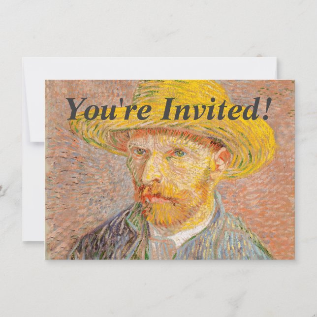 Invitation Autoportrait de Vincent Van Gogh avec chapeau de p (Devant)