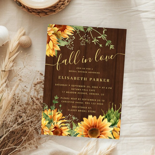 Invitation Autumn fall floral barn wood bridal shower (Créateur téléchargé)
