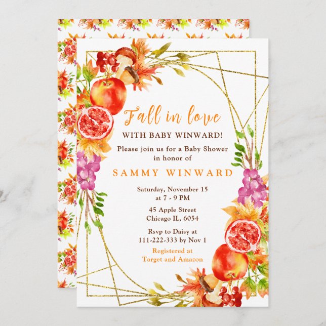 Invitation Autumn Fall Harvest Baby Shower (Devant / Derrière)