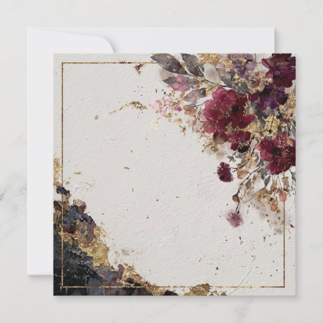 Invitation Autumn florals with gold accents  (Devant)