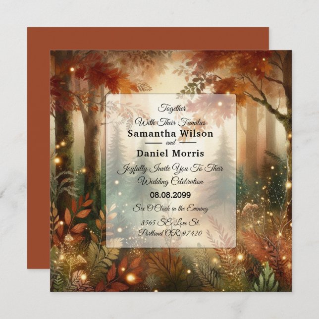Invitation Autumn Glow in the Enchanted Forest Wedding (Devant / Derrière)
