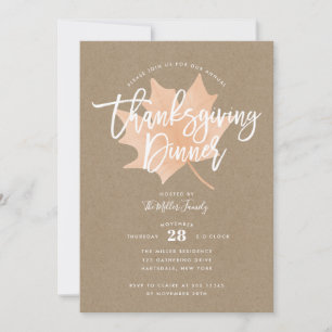 Invitation Autumn Leaf Chic Russe Thanksgiving Dîner
